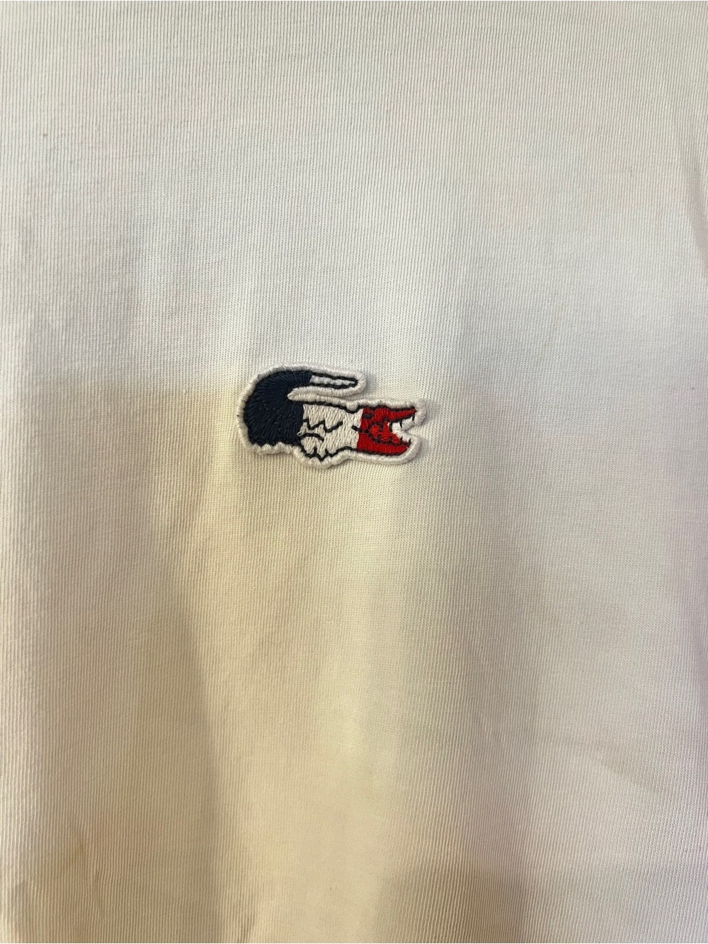 Lacoste Sport Ultra Dry Colorblock T-Shirt Men's Medium White Red Navy Tee - Picture 3 of 8